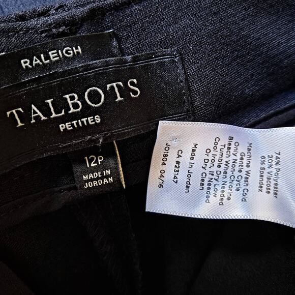 Talbots Petite Womens Black Raleigh Plain Front Pants - Size 12P - Picture 8 of 8